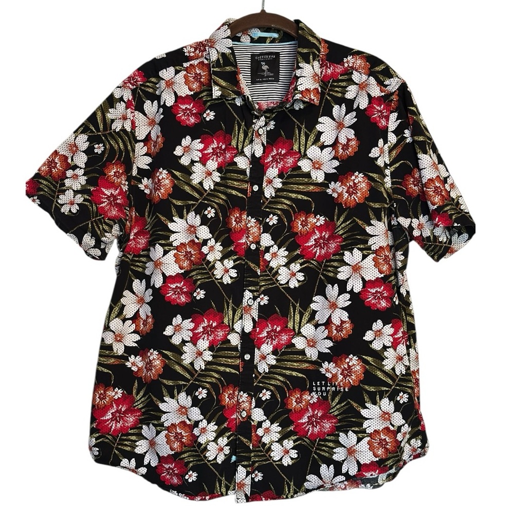 Cactus Man Hawaiian Tropical Short Sleeve Casual Button Down Shirt XL NWOT